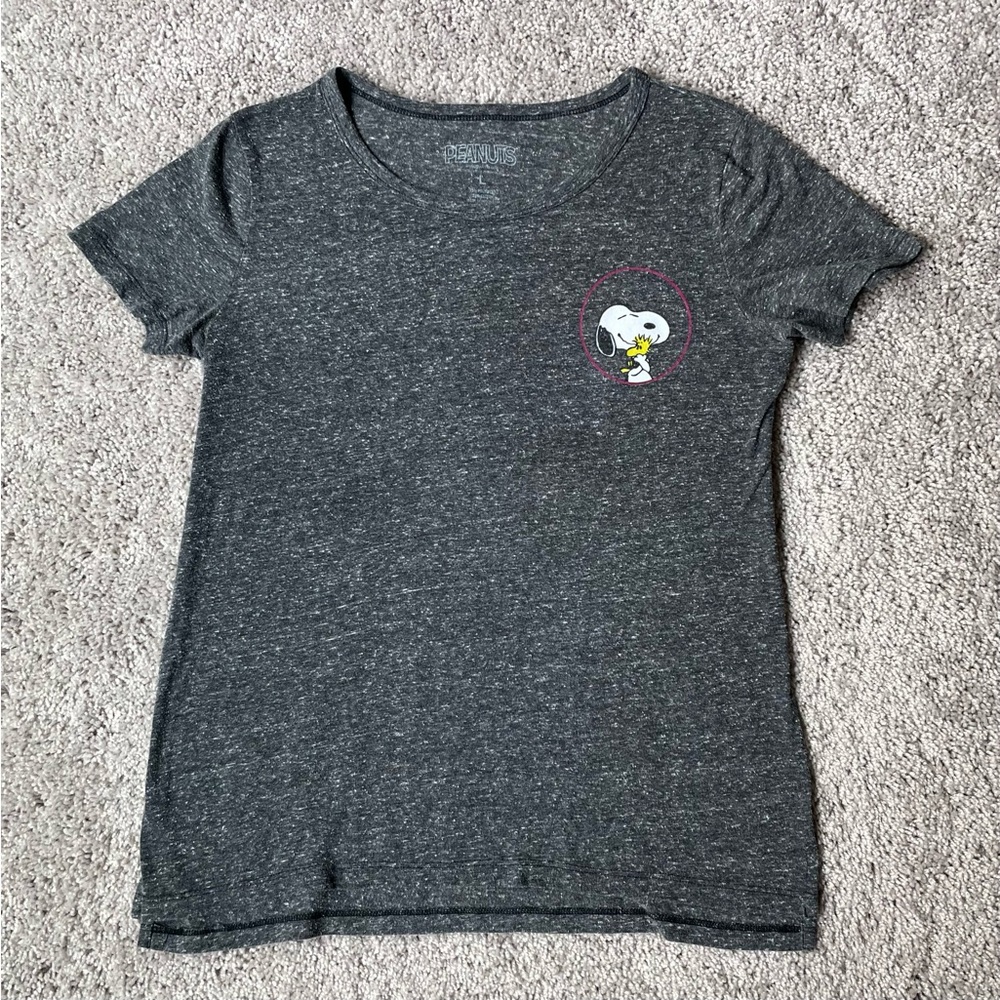 Snoopy Gray Marbled Short Sleeve Peanuts Tee Shirt Size Large